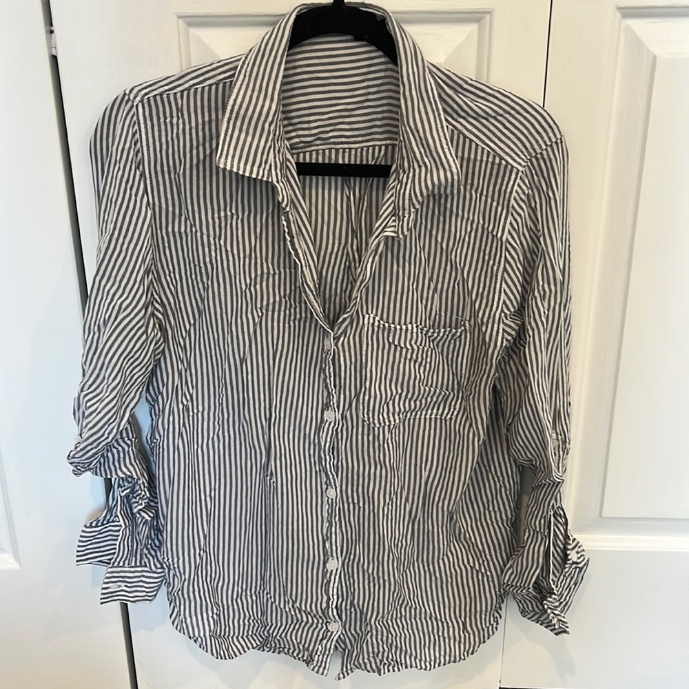 Blue and white striped dress shirt
